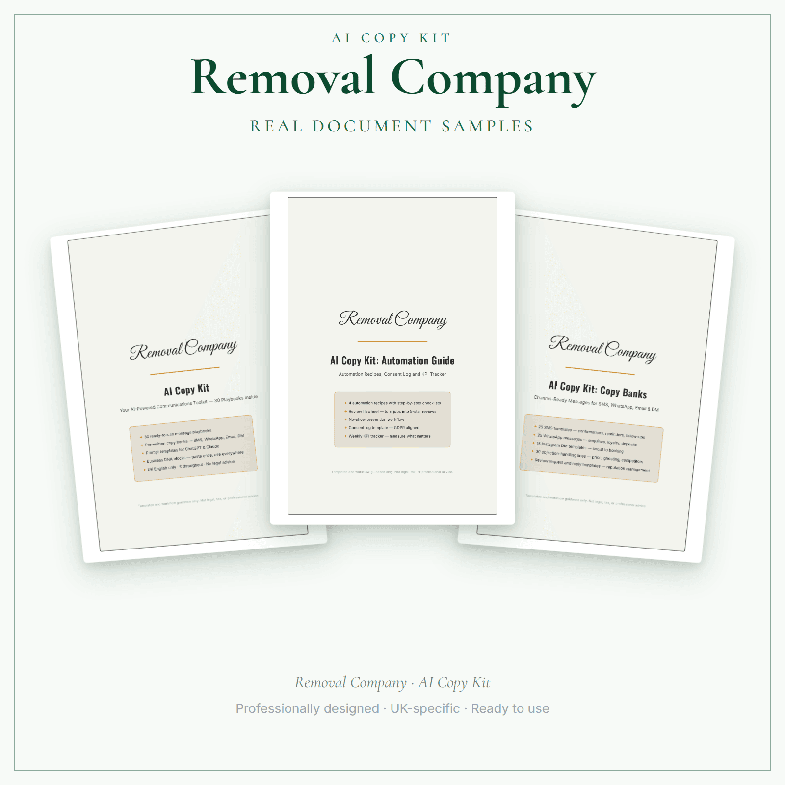 Removal Company — AI Copy Kit sample pages preview