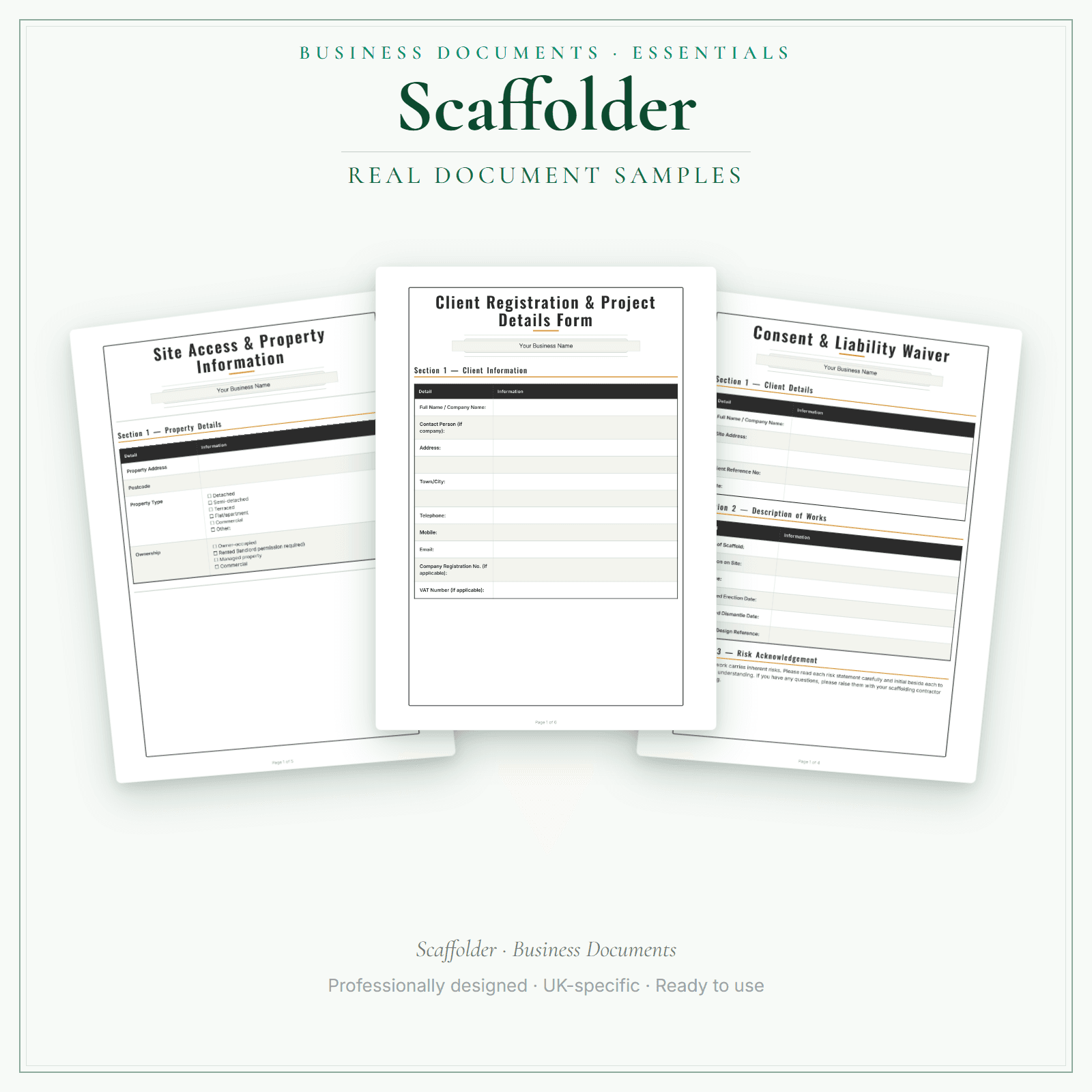 Scaffolder — Business Documents — Essential sample pages preview