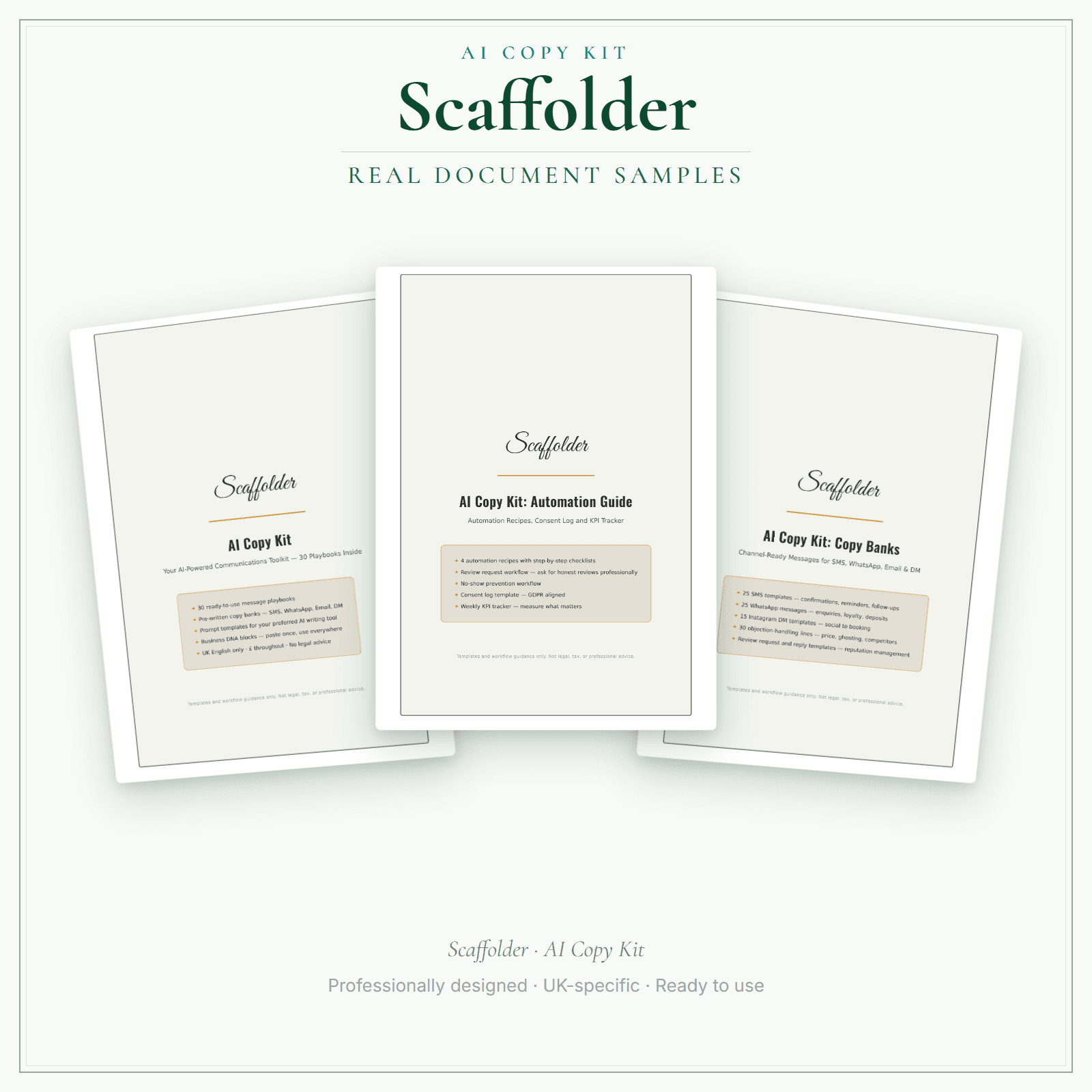 Scaffolder — AI Copy Kit sample pages preview