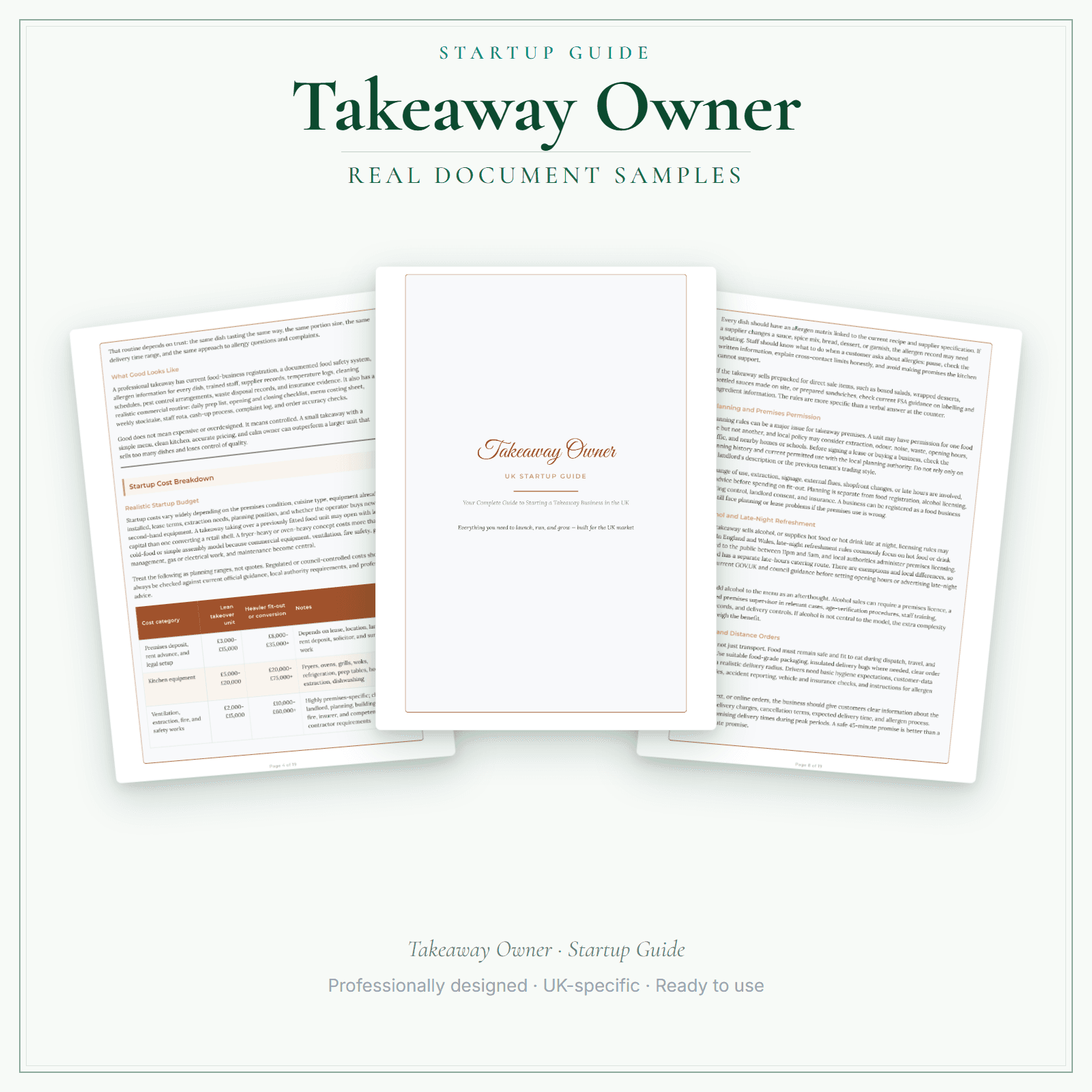 Takeaway Owner — Startup Guide sample pages preview