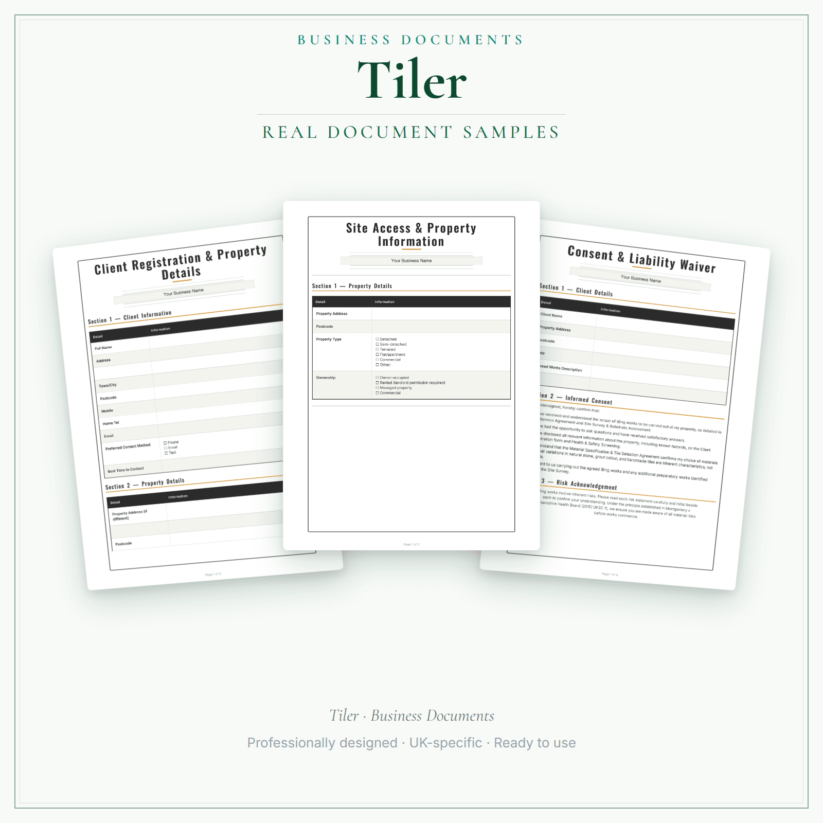 Tiler — Business Documents — Premium sample pages preview
