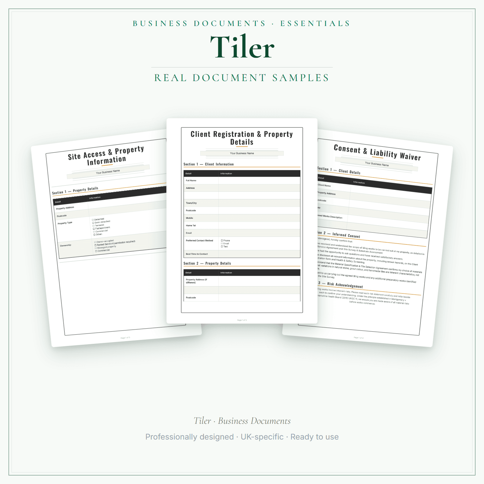 Tiler — Business Documents — Essential sample pages preview