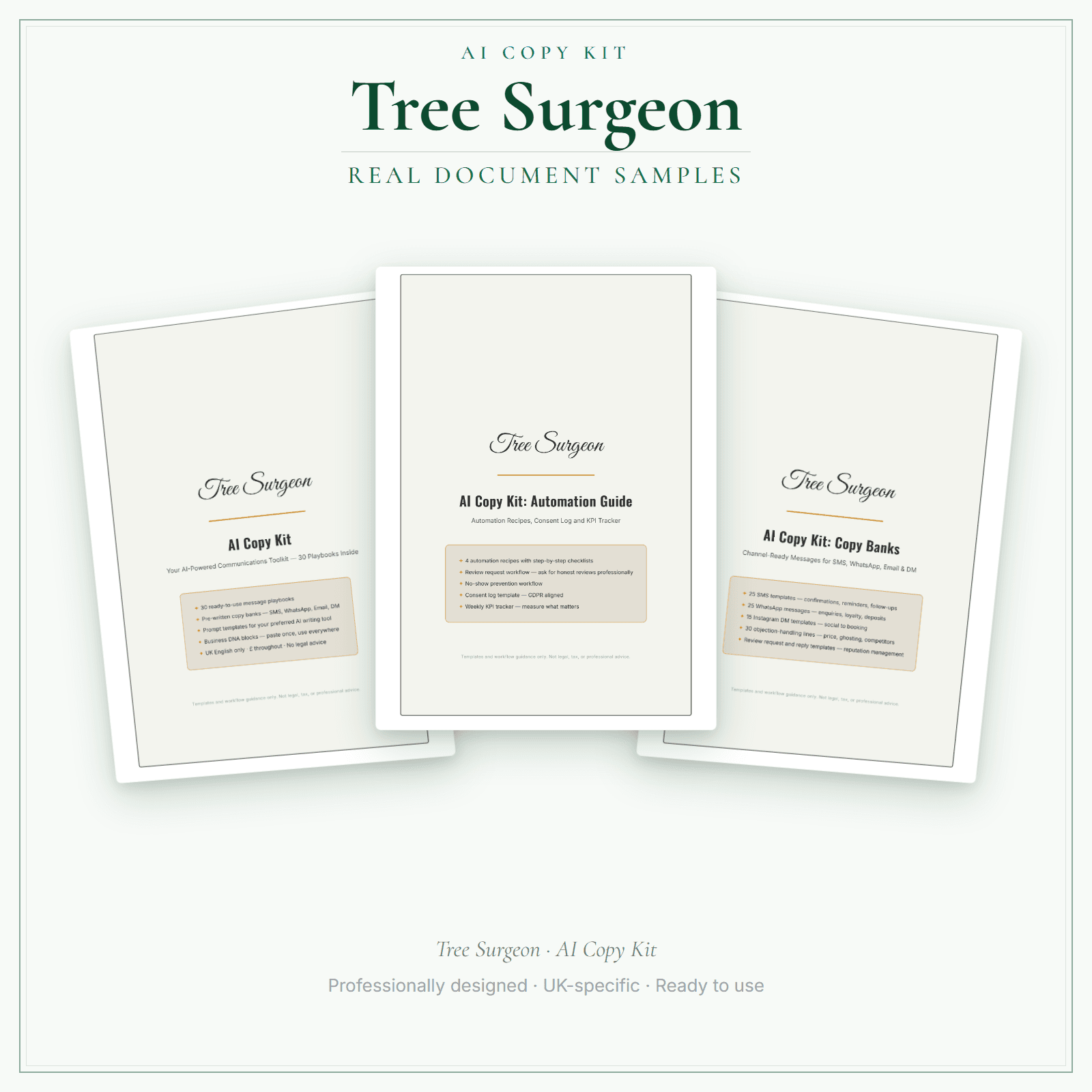 Tree Surgeon — AI Copy Kit sample pages preview