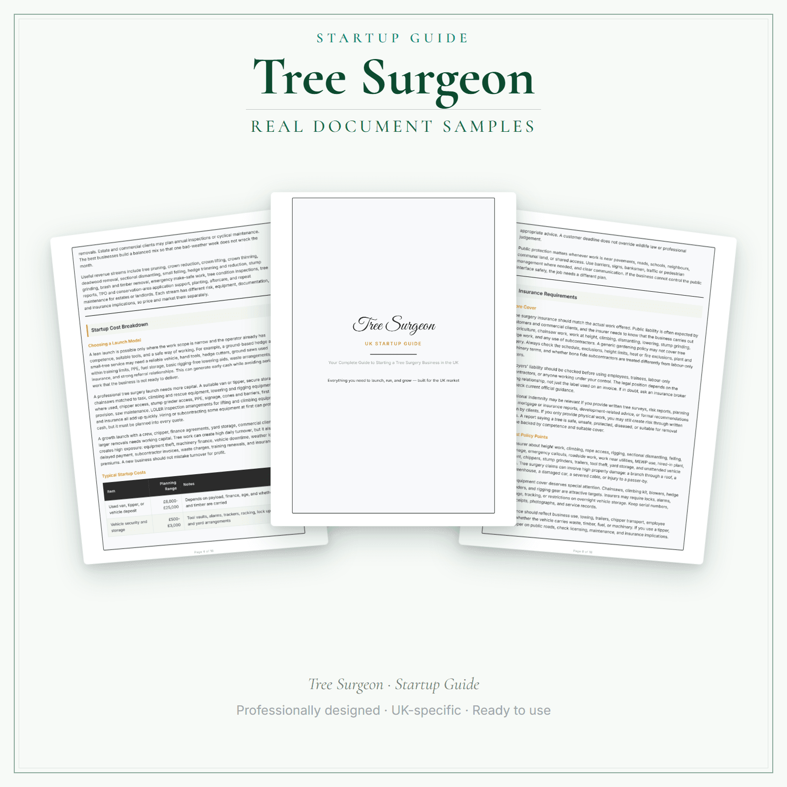 Tree Surgeon — Startup Guide sample pages preview