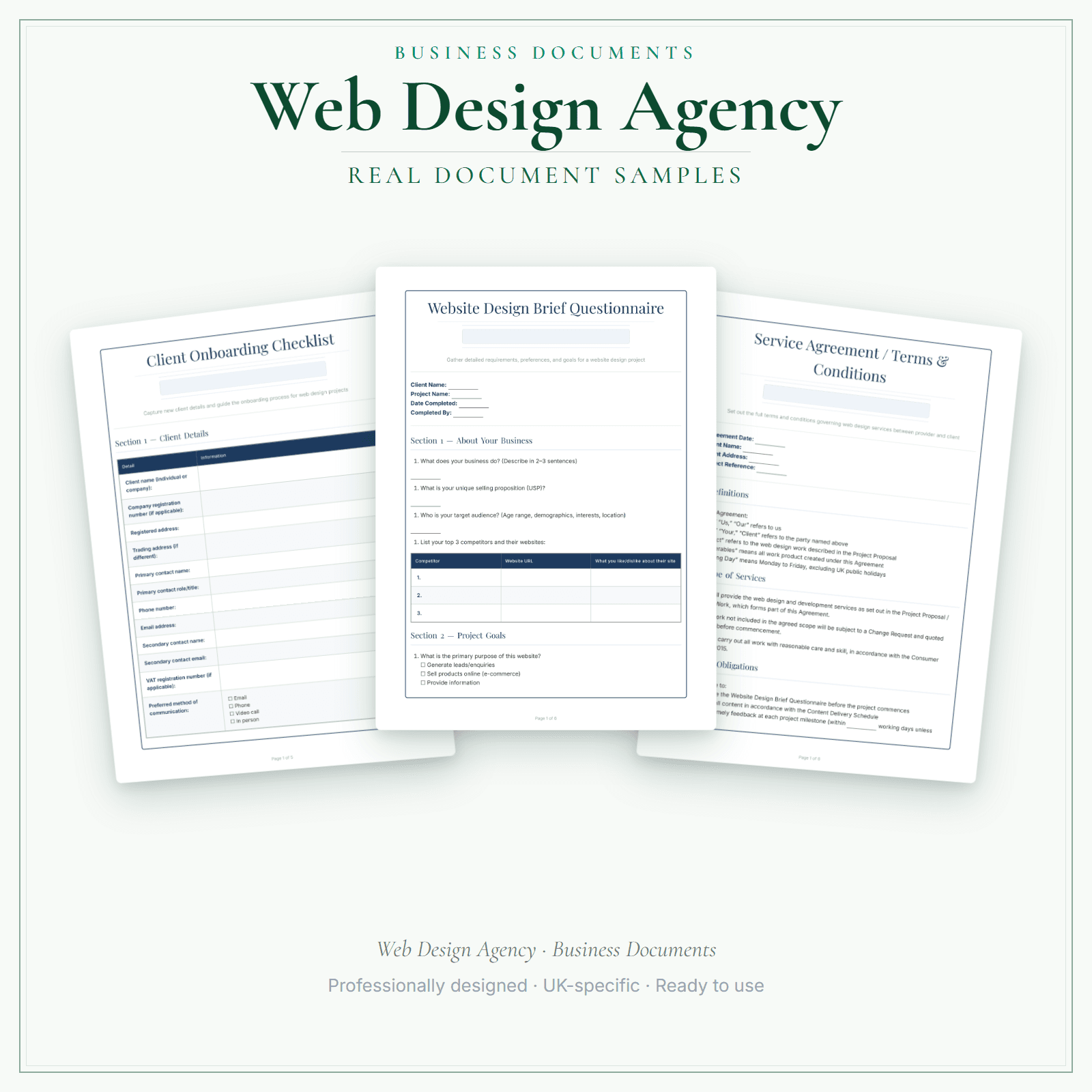 Web Design Agency — Business Documents — Premium sample pages preview