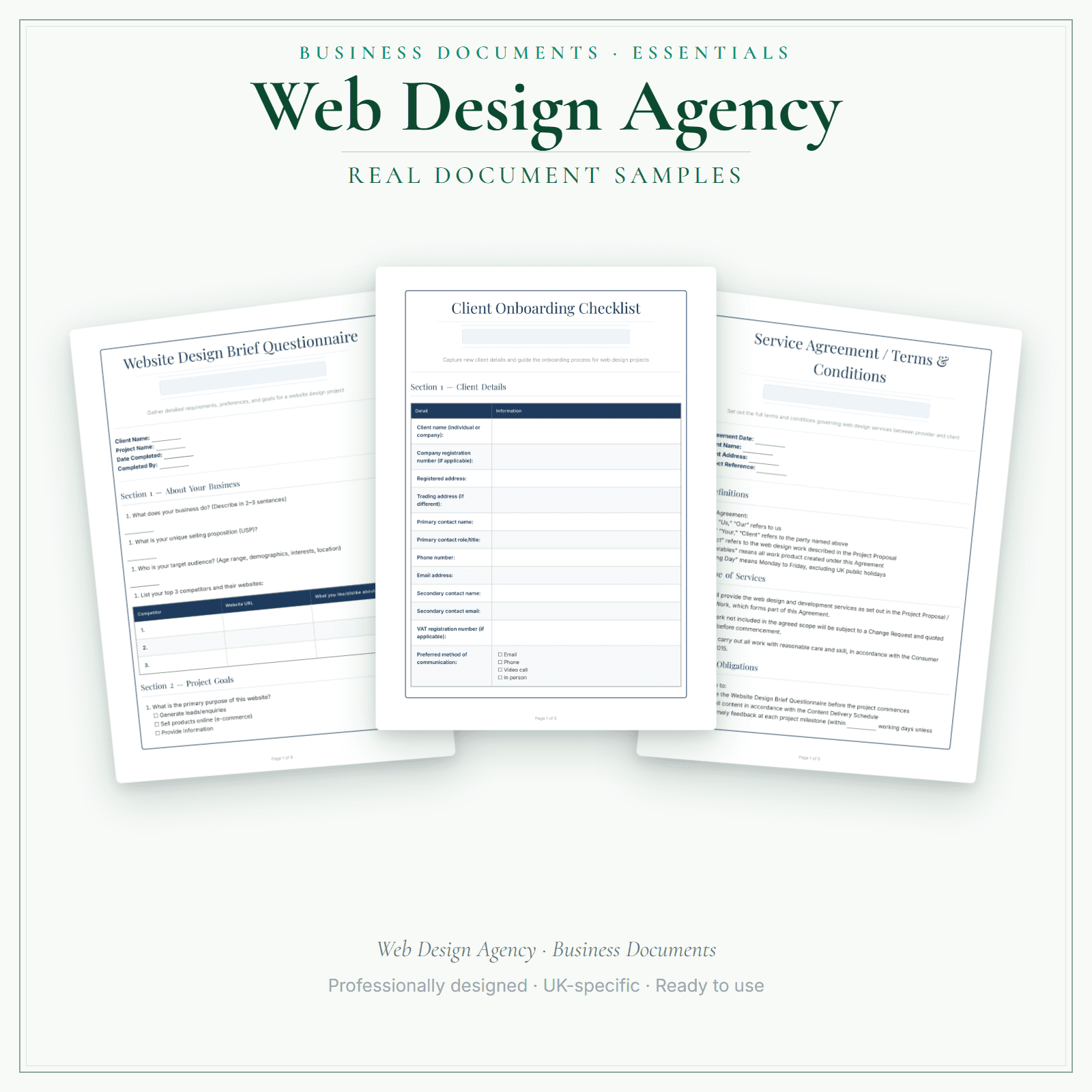 Web Design Agency — Business Documents — Essential sample pages preview