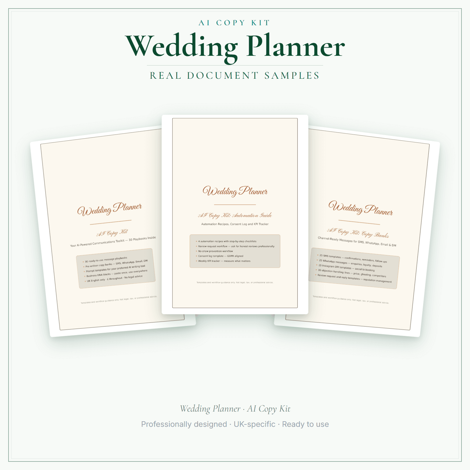 Wedding Planner — AI Copy Kit sample pages preview