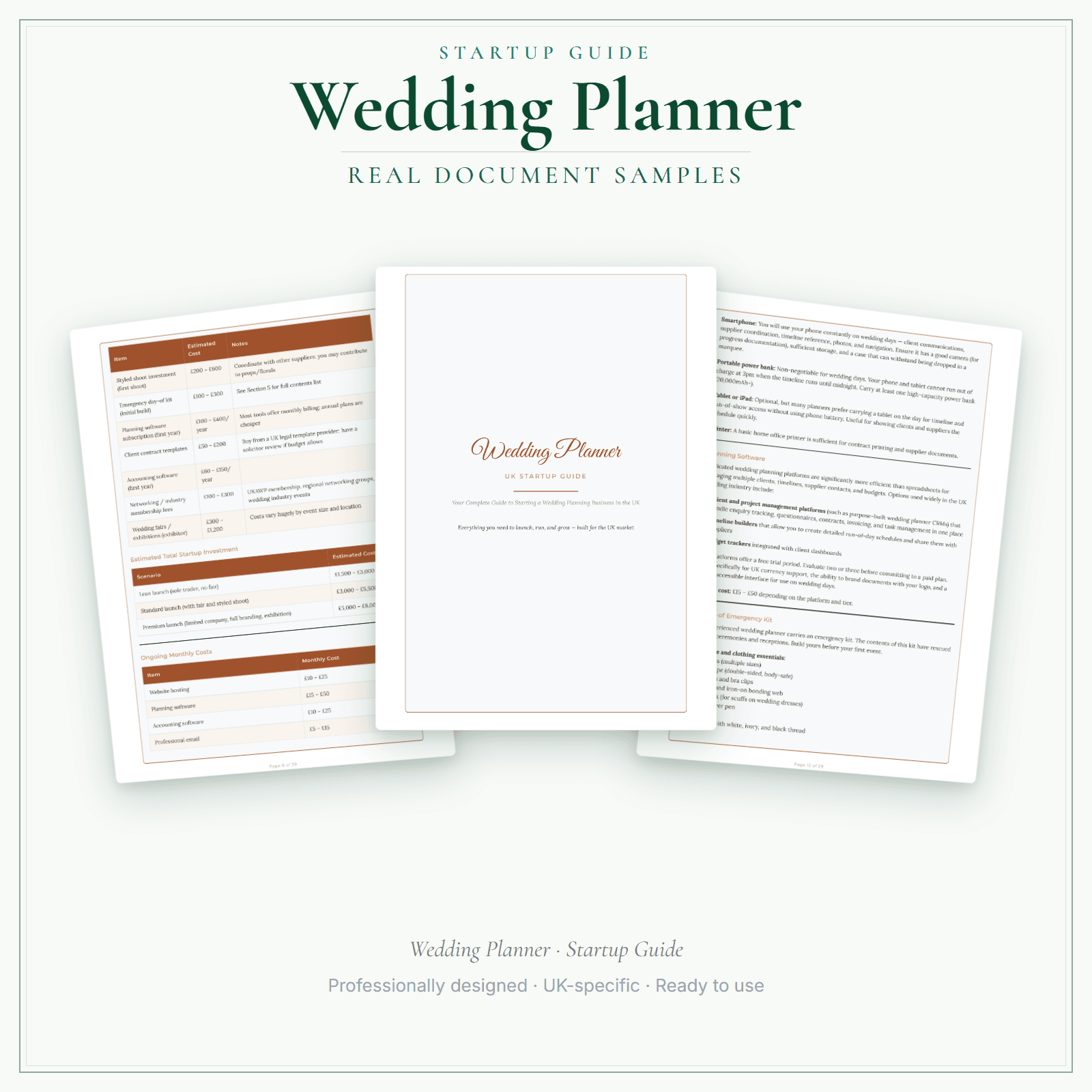 Wedding Planner — Startup Guide sample pages preview