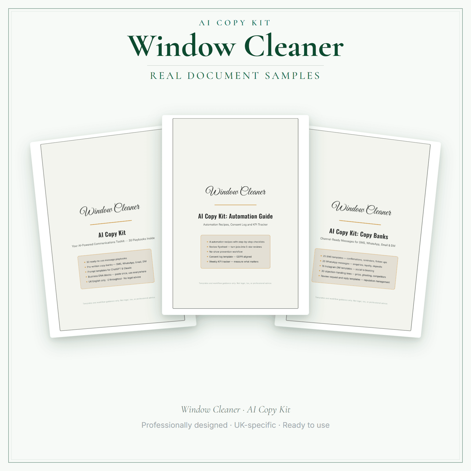 Window Cleaner — AI Copy Kit sample pages preview