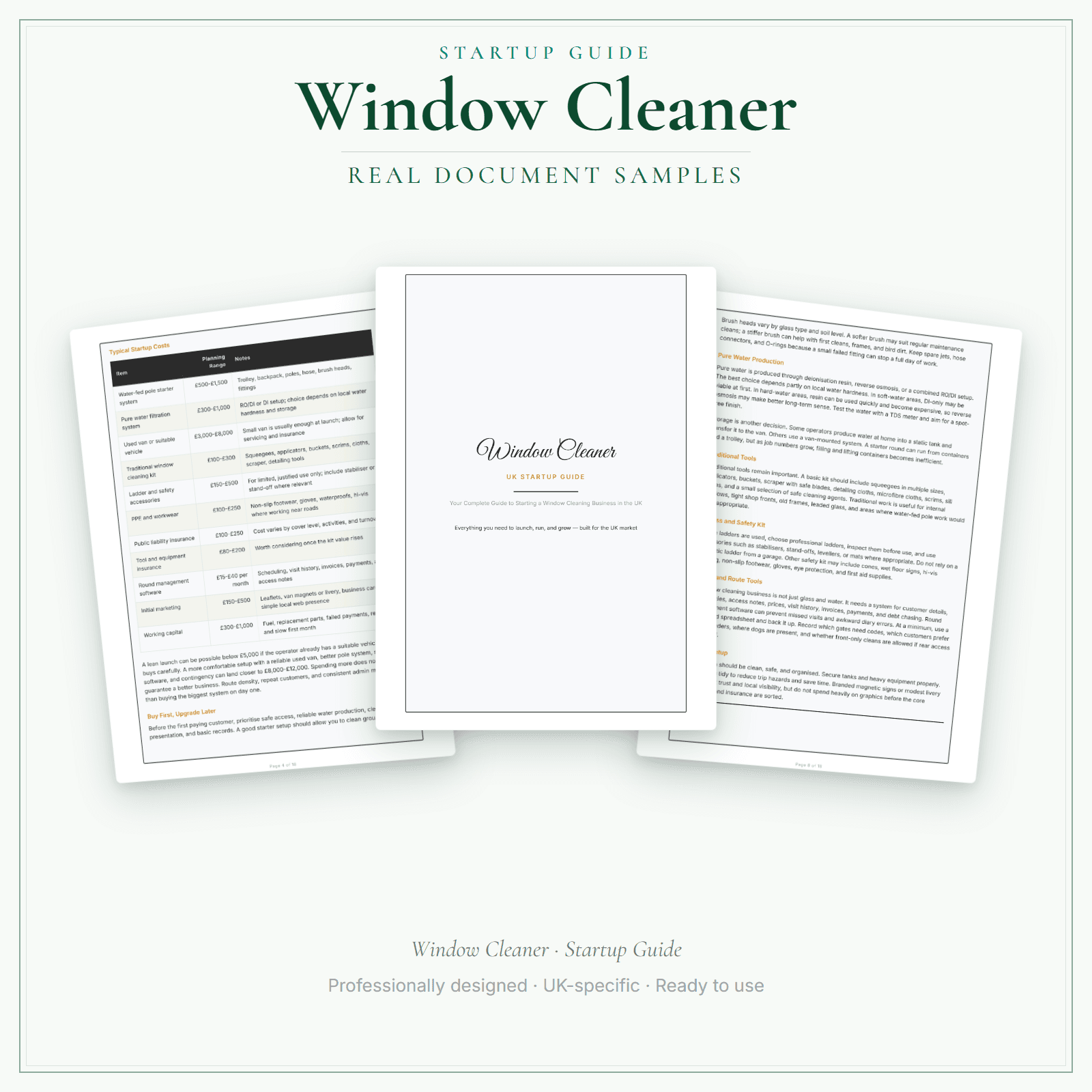 Window Cleaner — Startup Guide sample pages preview