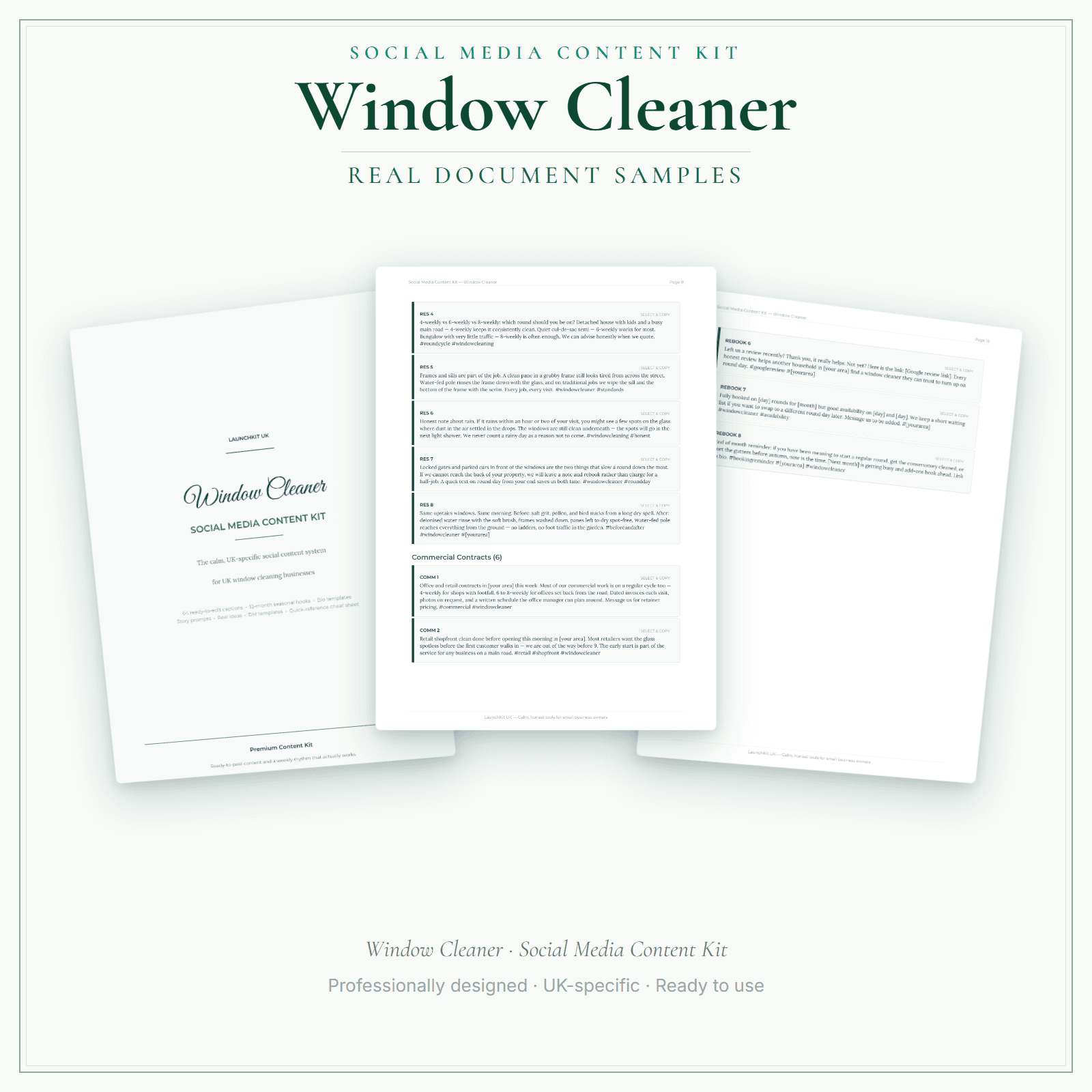 Window Cleaner — Social Media Content Kit sample pages preview