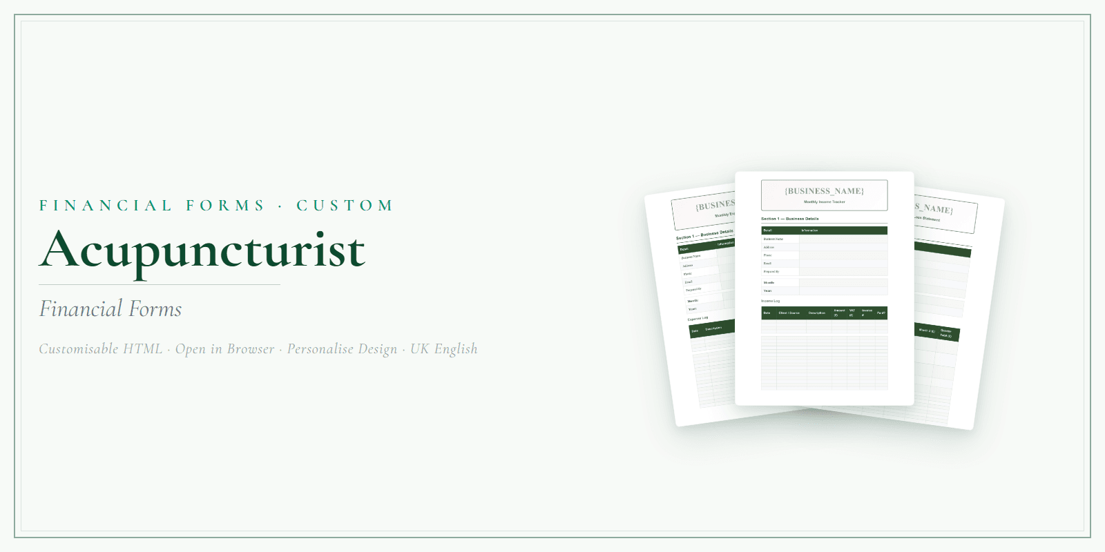 Financial Forms Bundle — Customisable