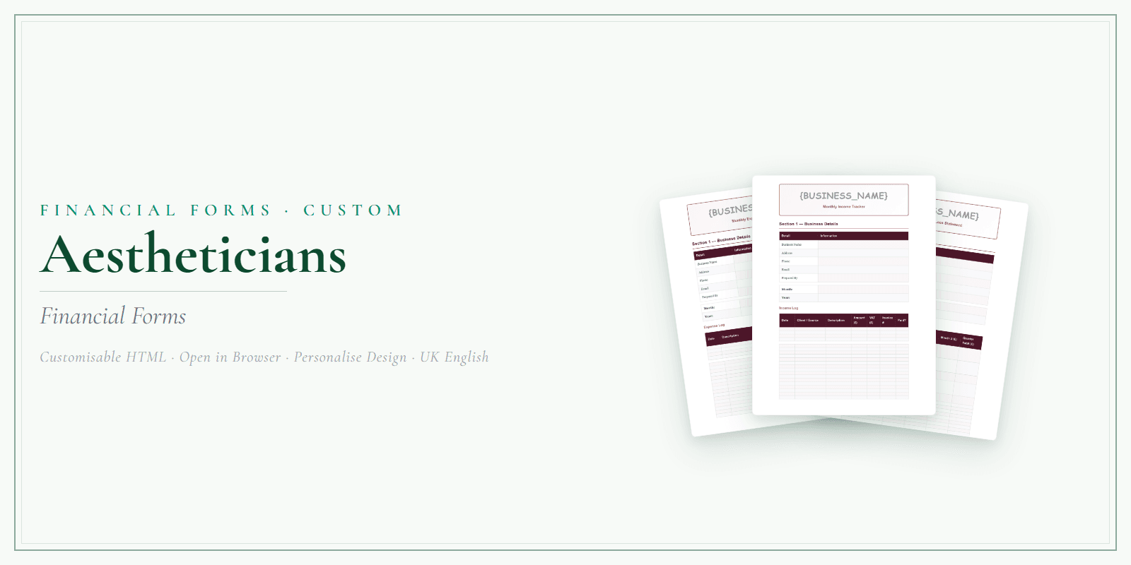 Financial Forms Bundle — Customisable