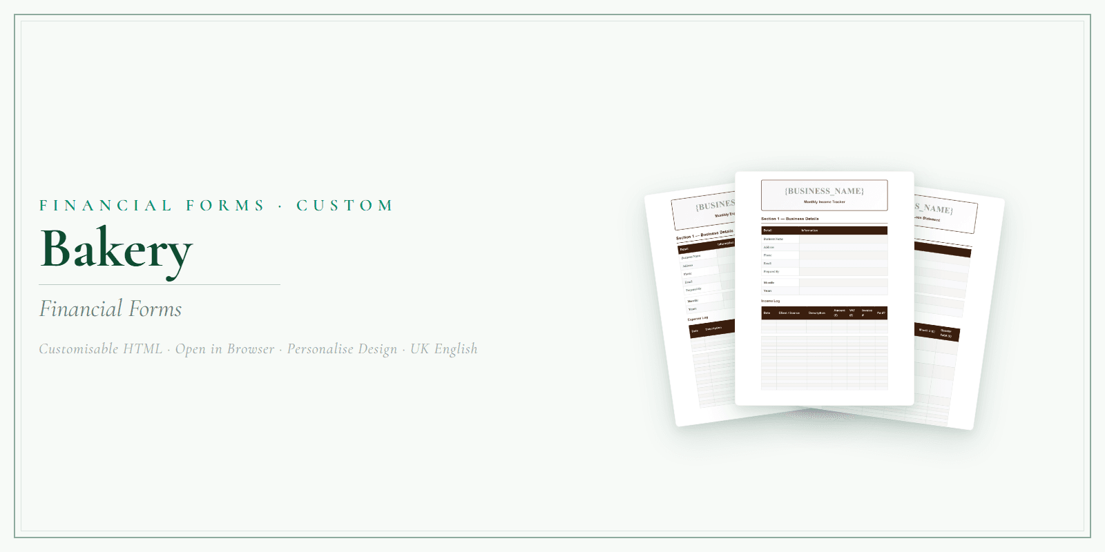 Financial Forms Bundle — Customisable