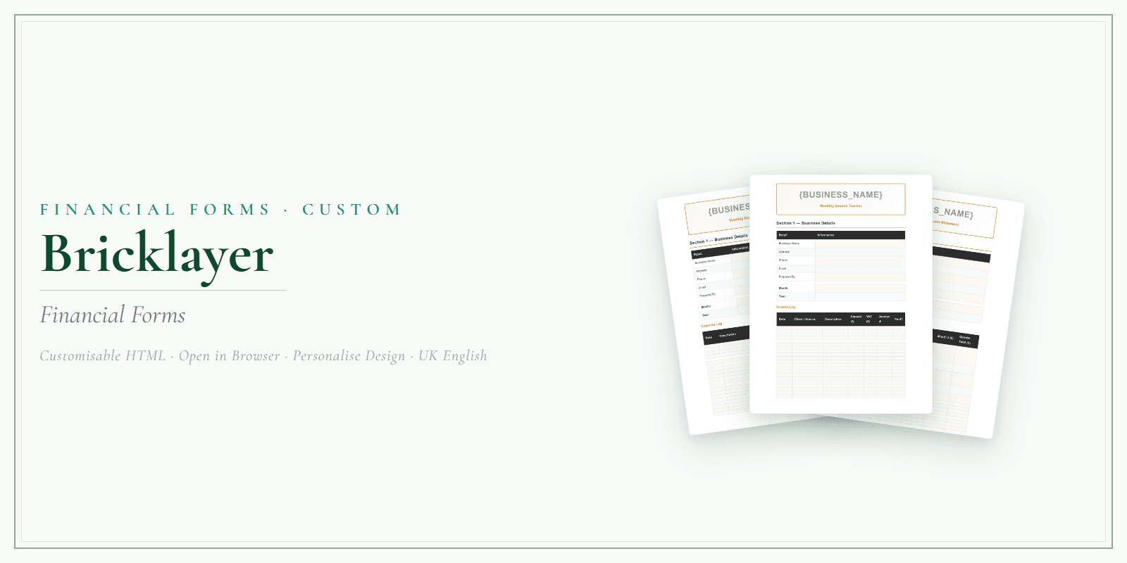 Financial Forms Bundle — Customisable