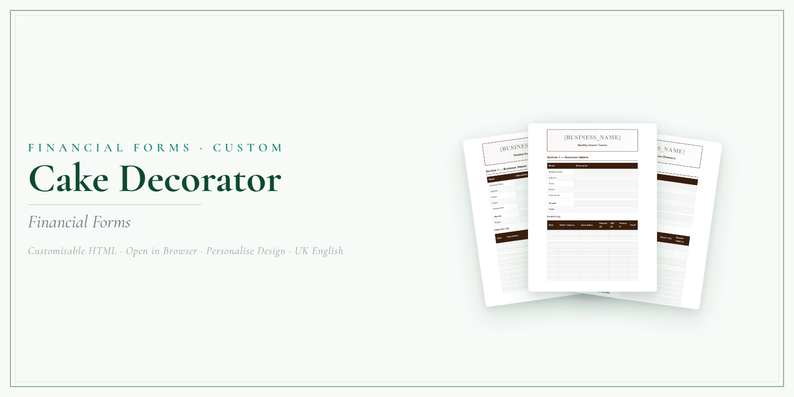 Financial Forms Bundle — Customisable