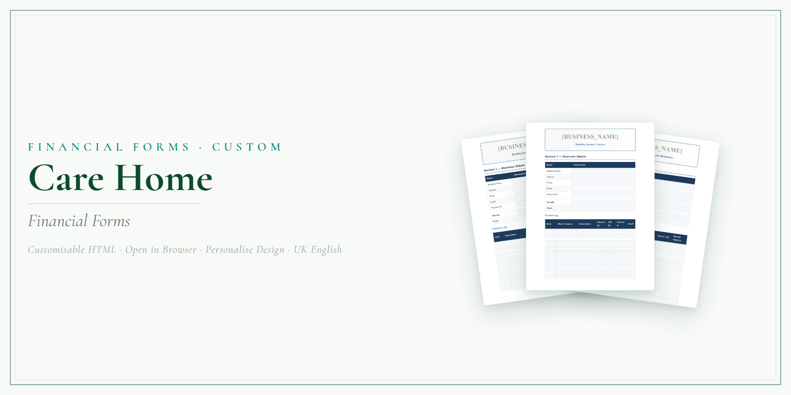 Financial Forms Bundle — Customisable