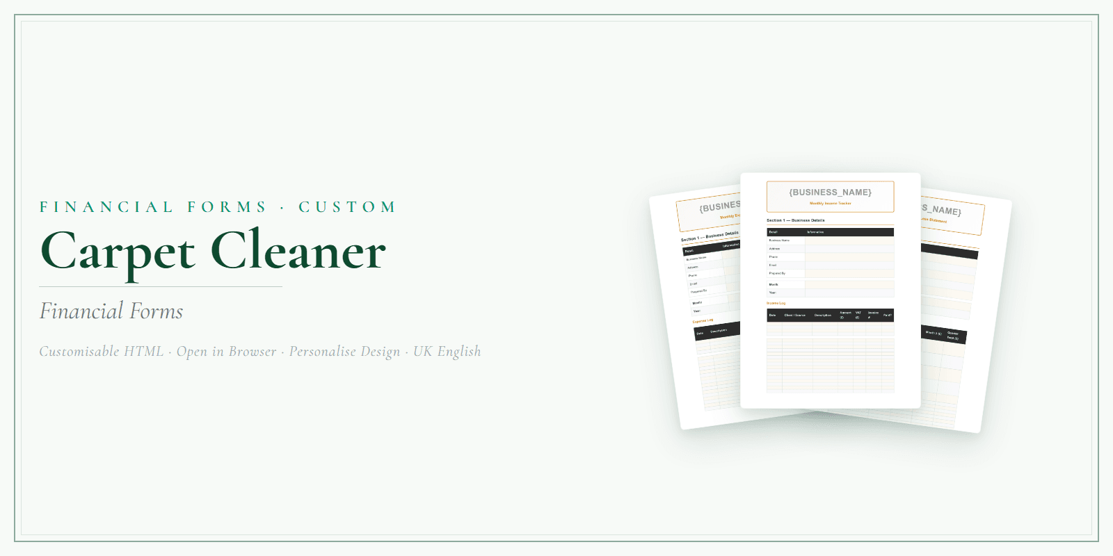 Financial Forms Bundle — Customisable