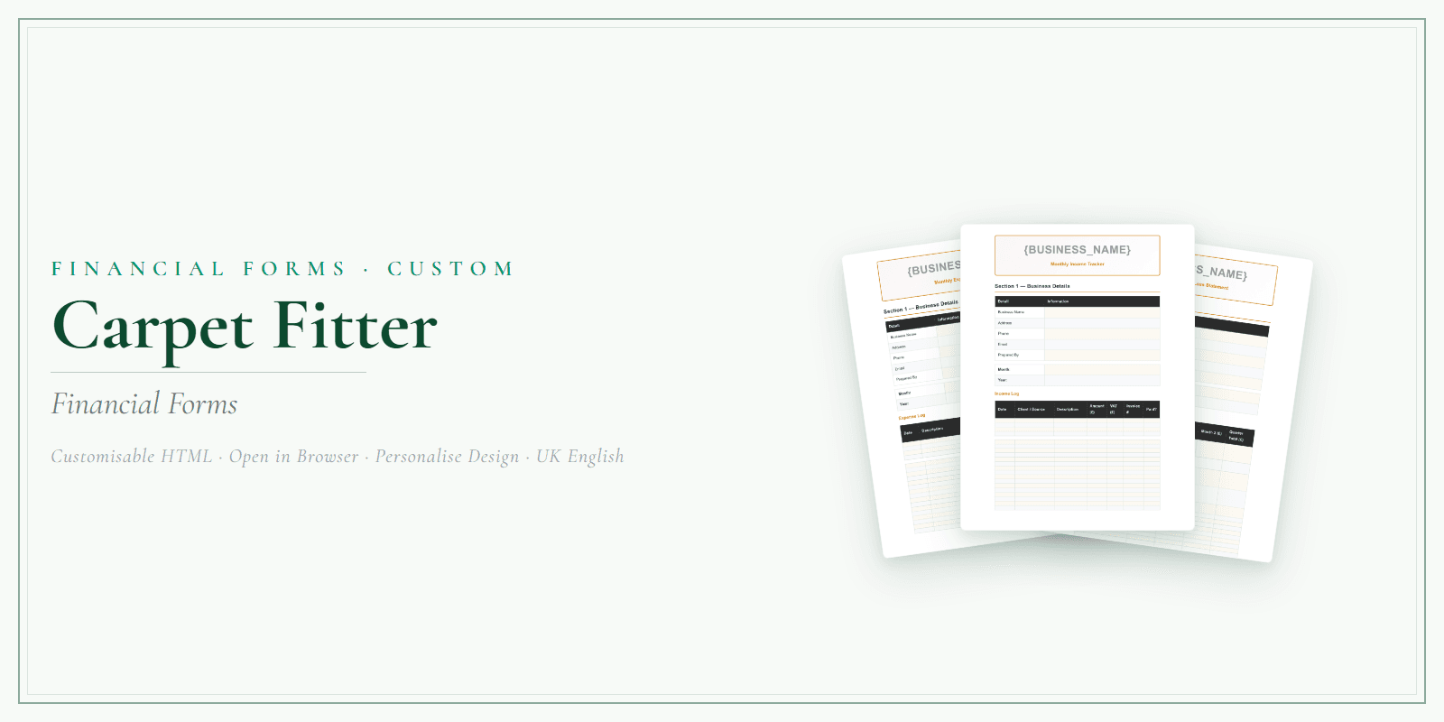 Financial Forms Bundle — Customisable