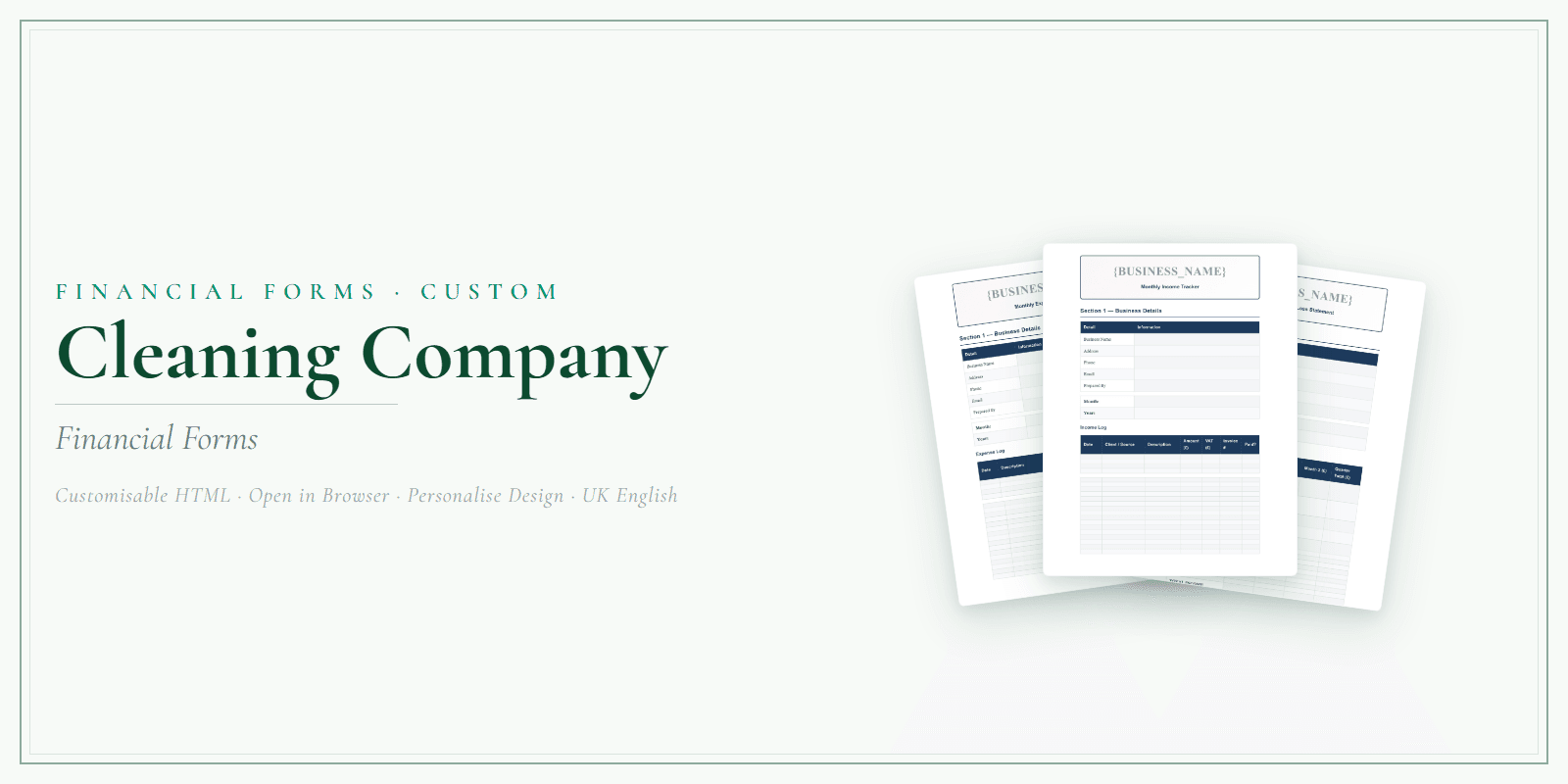 Financial Forms Bundle — Customisable