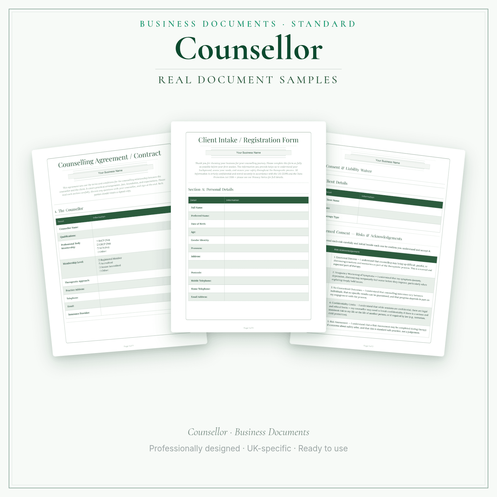 Counsellor — Business Documents — Standard sample pages preview