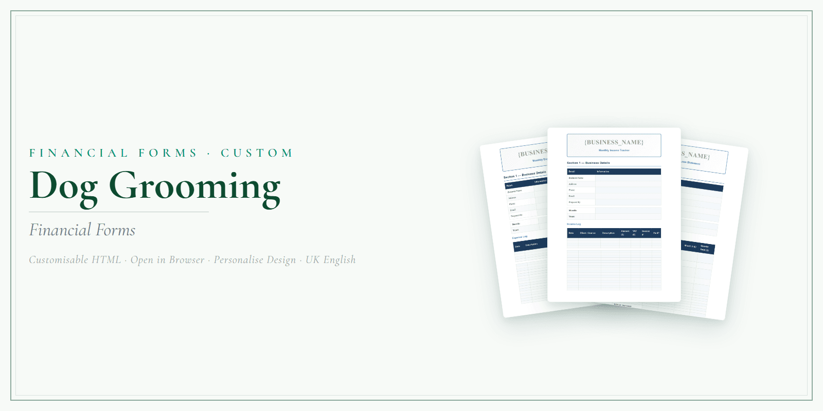 Financial Forms Bundle — Customisable