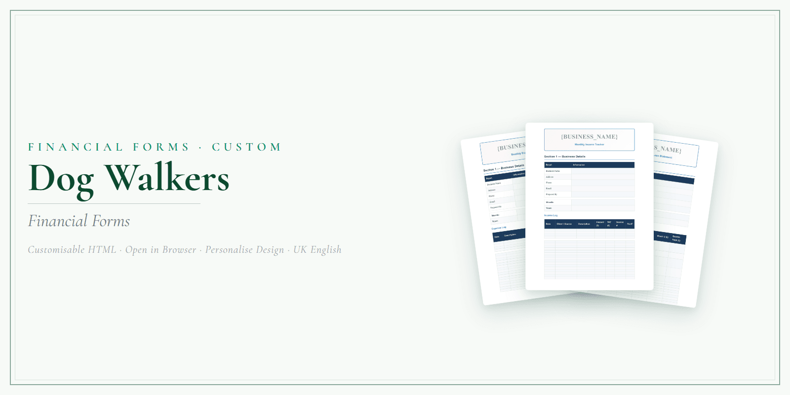 Financial Forms Bundle — Customisable