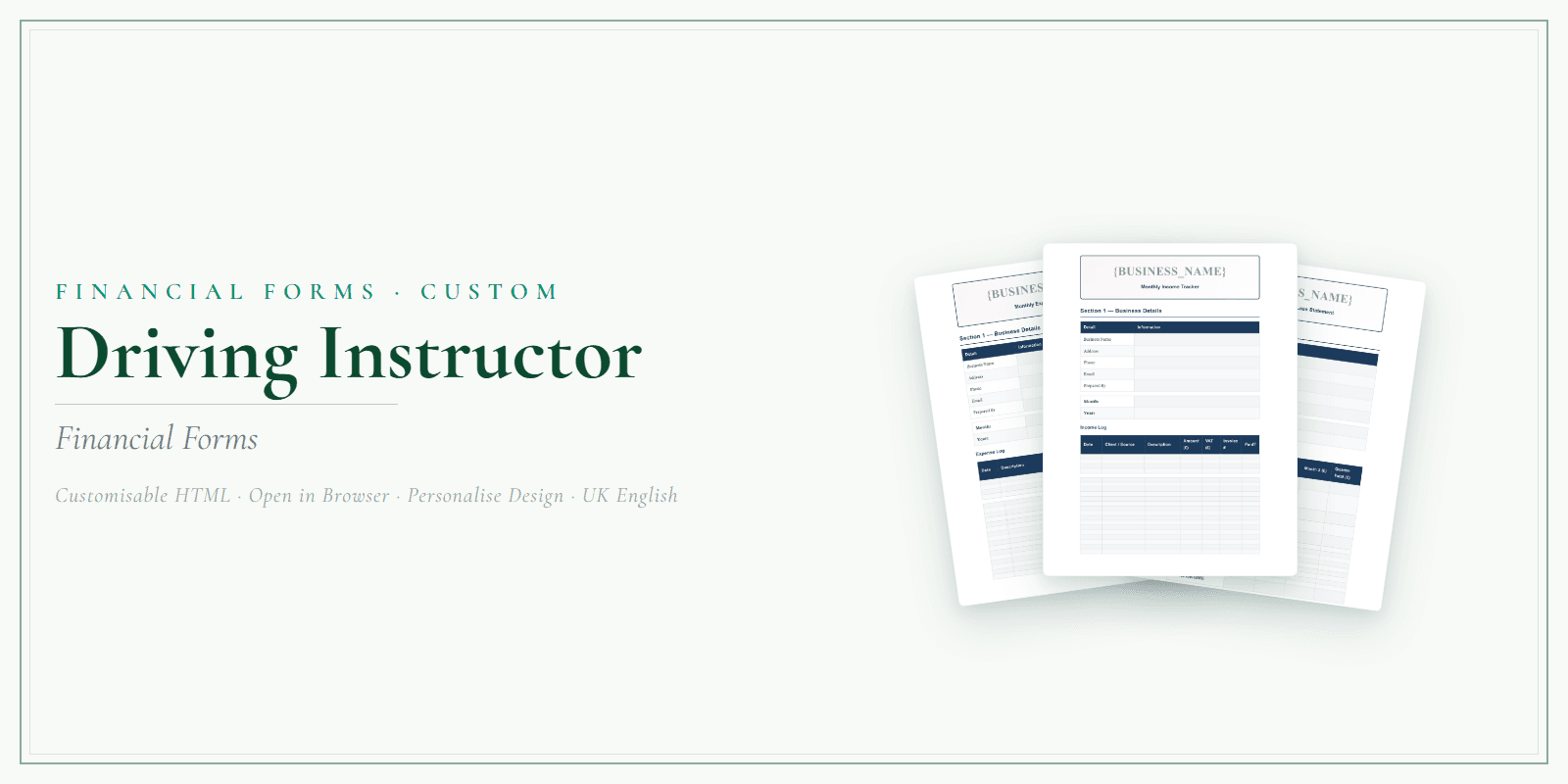 Financial Forms Bundle — Customisable