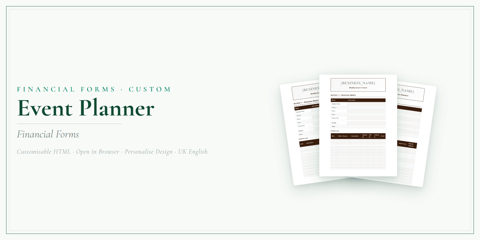 Financial Forms Bundle — Customisable