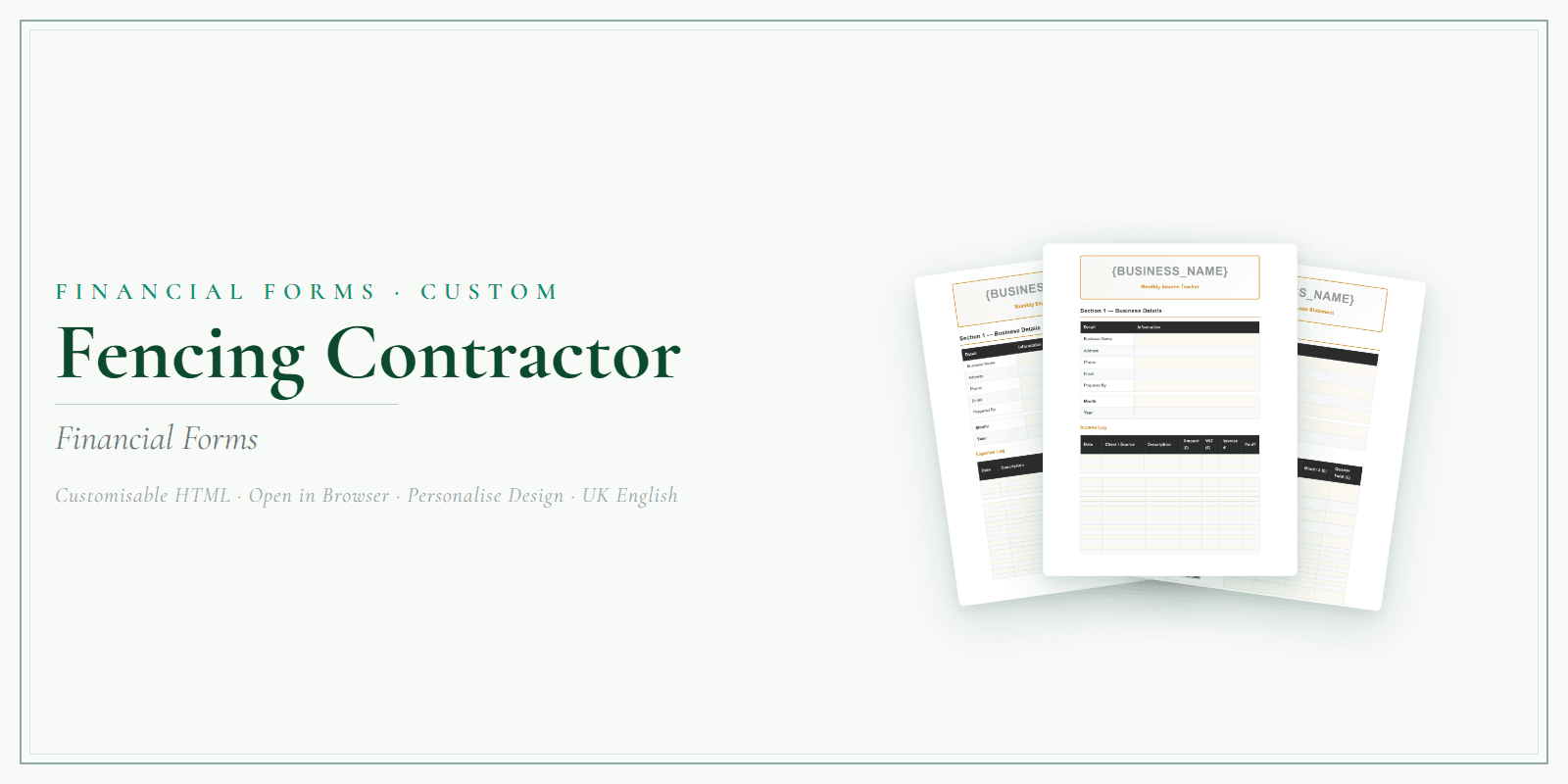 Financial Forms Bundle — Customisable