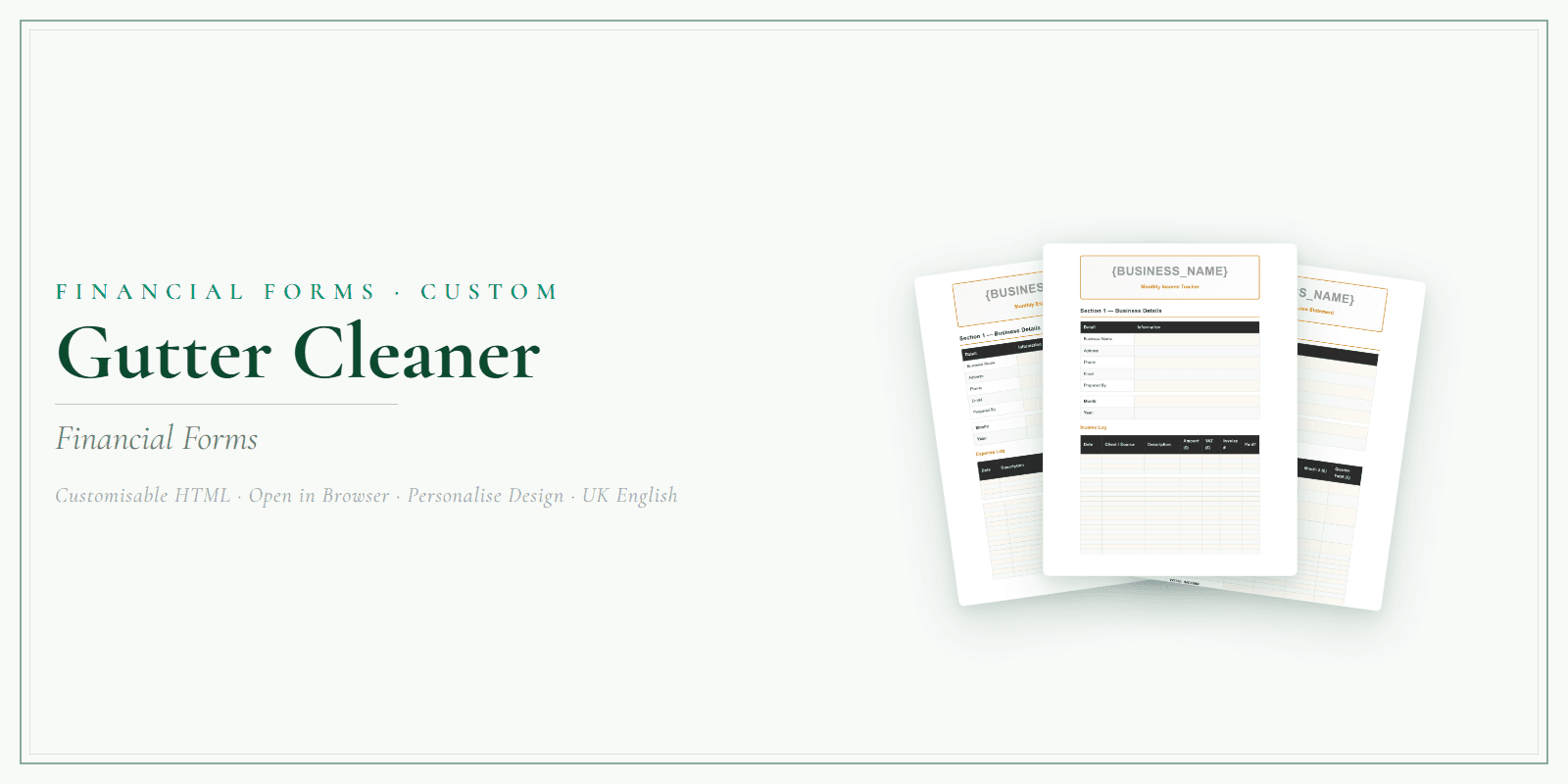 Financial Forms Bundle — Customisable
