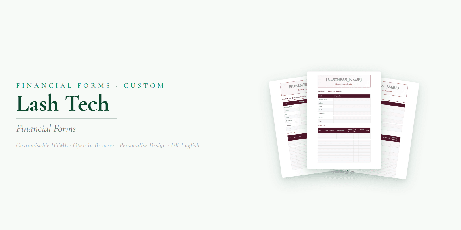 Financial Forms Bundle — Customisable