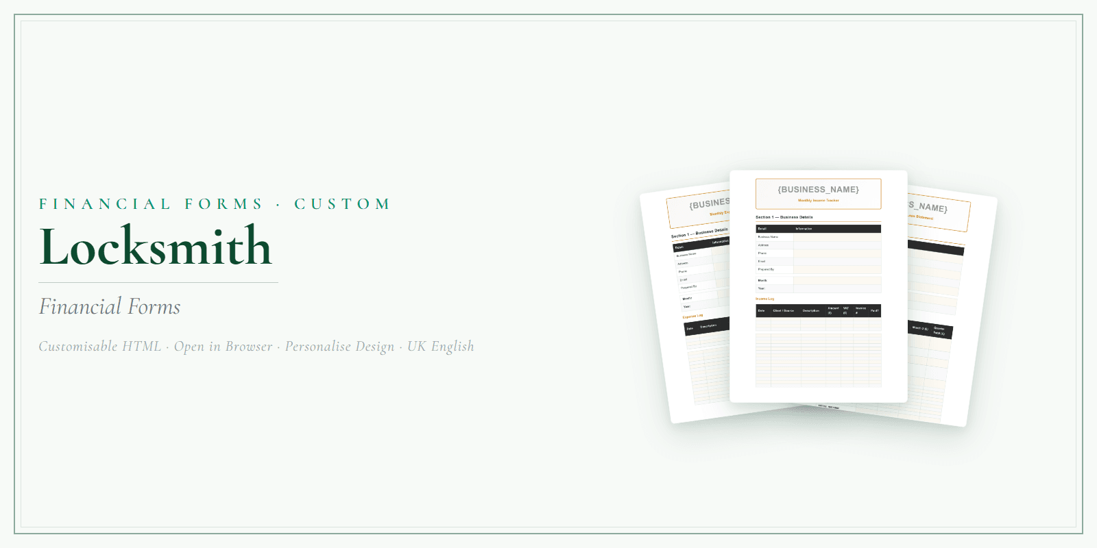 Financial Forms Bundle — Customisable