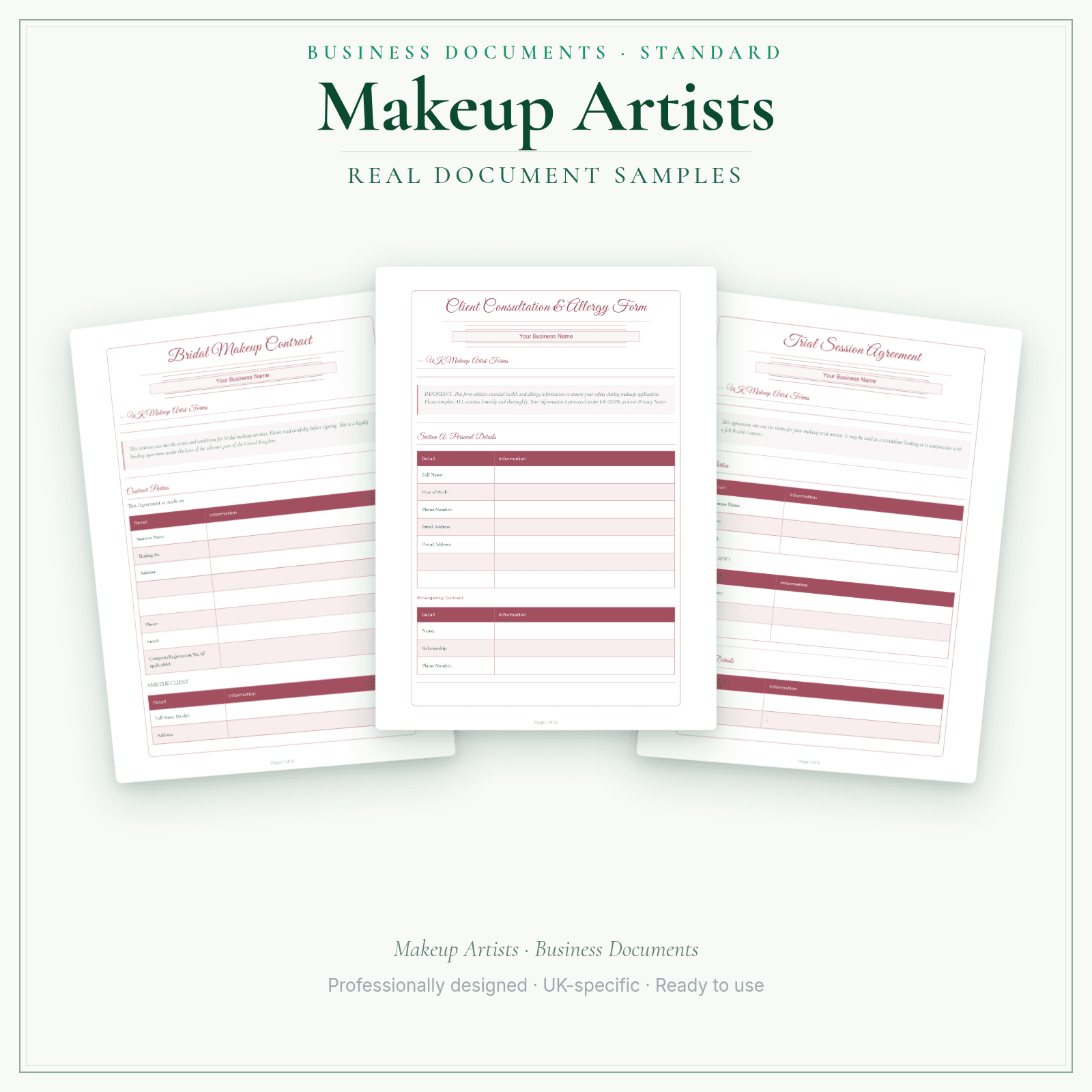 Makeup Artists — Business Documents — Standard sample pages preview
