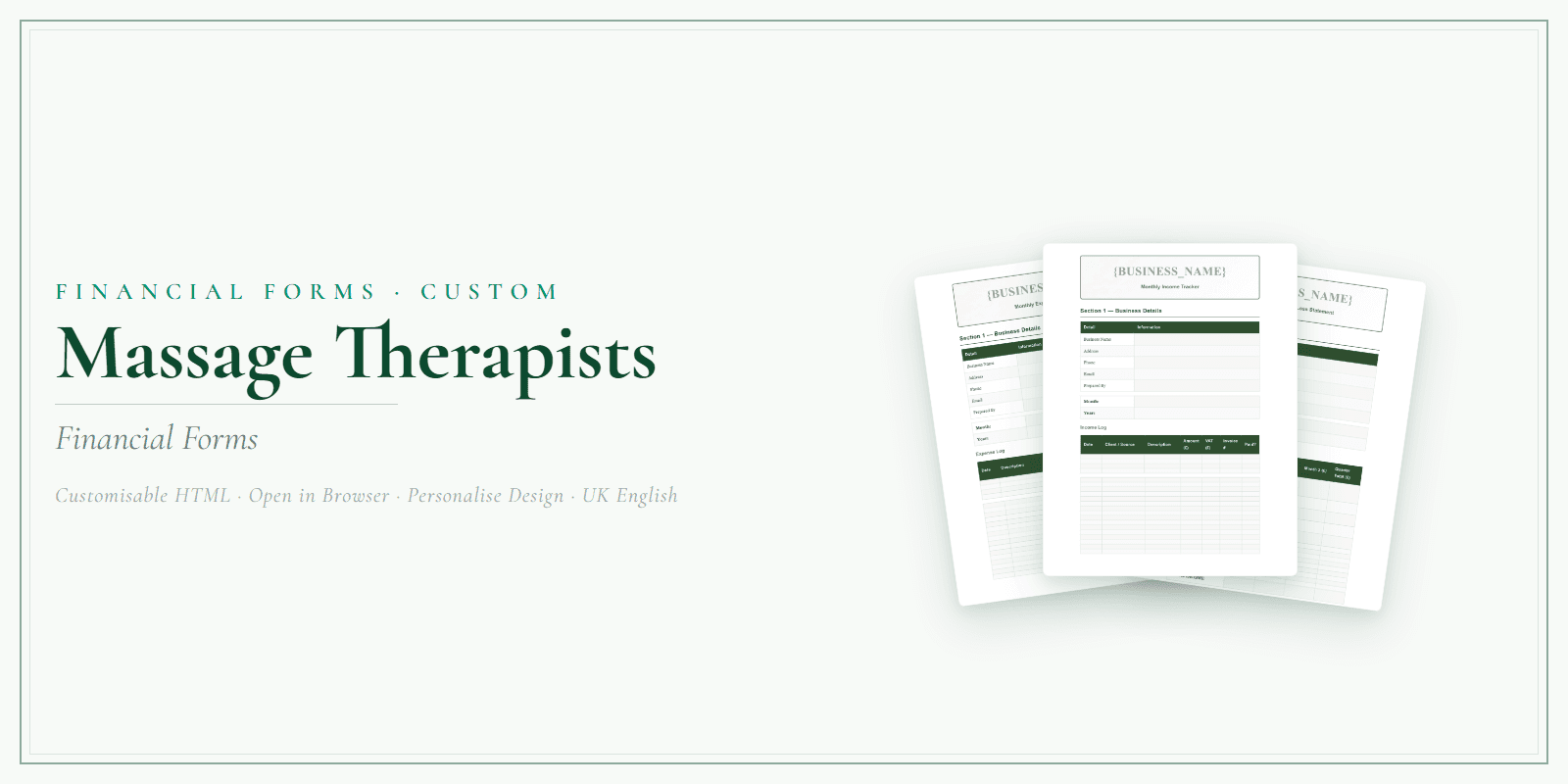 Financial Forms Bundle — Customisable