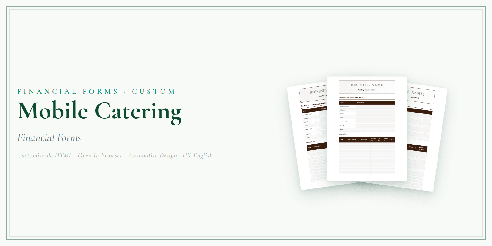 Financial Forms Bundle — Customisable