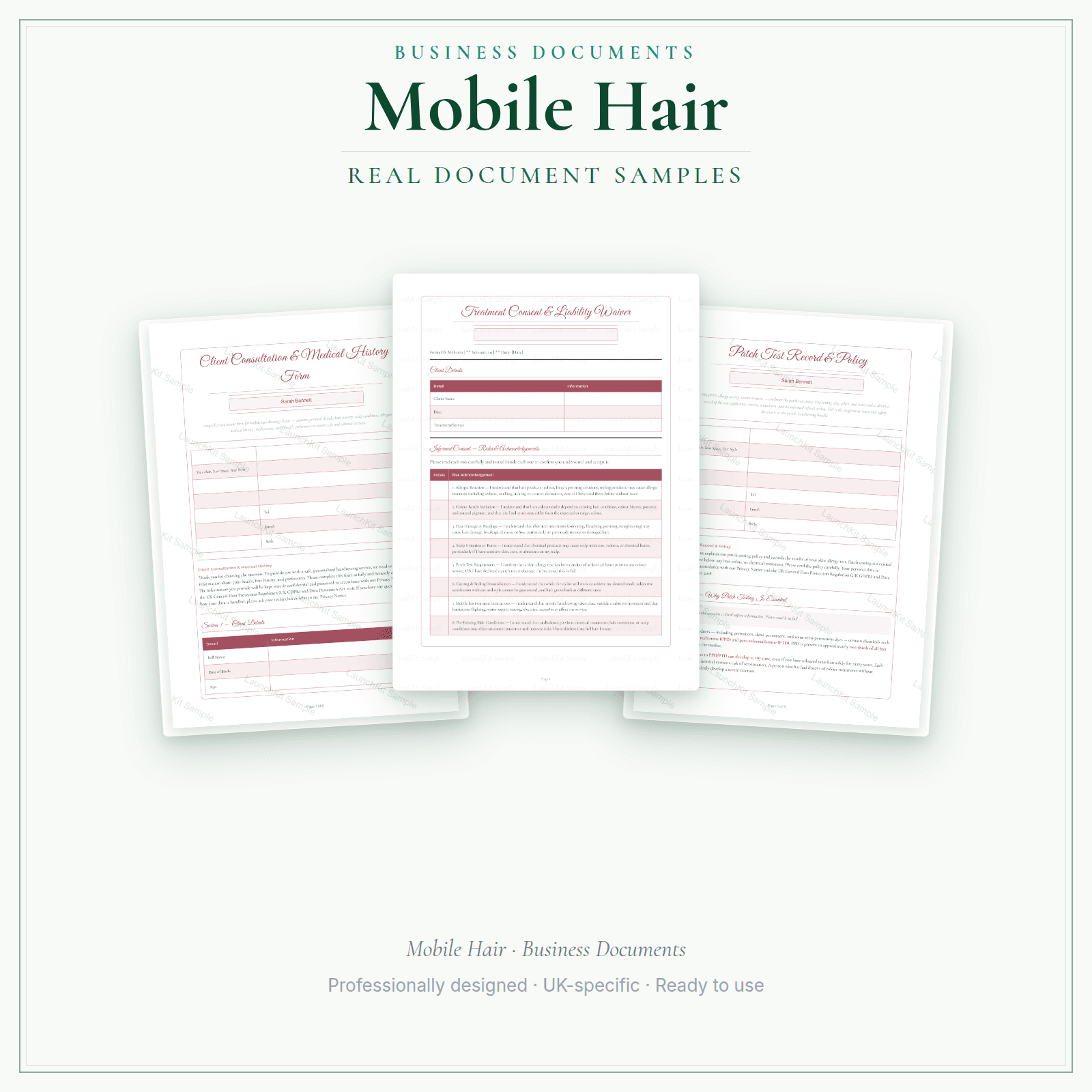 Mobile Hair — Business Documents — Premium preview pages