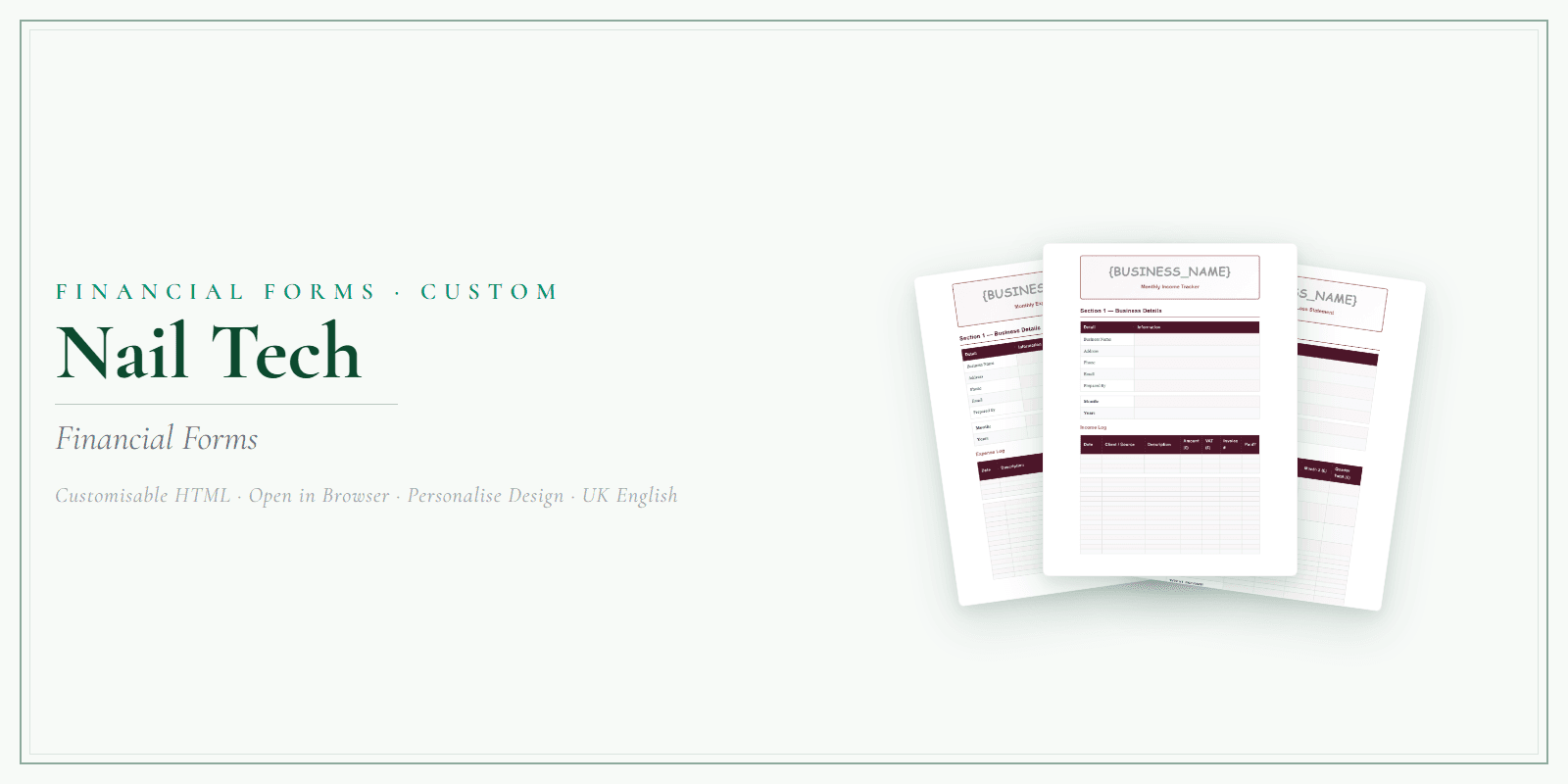 Financial Forms Bundle — Customisable