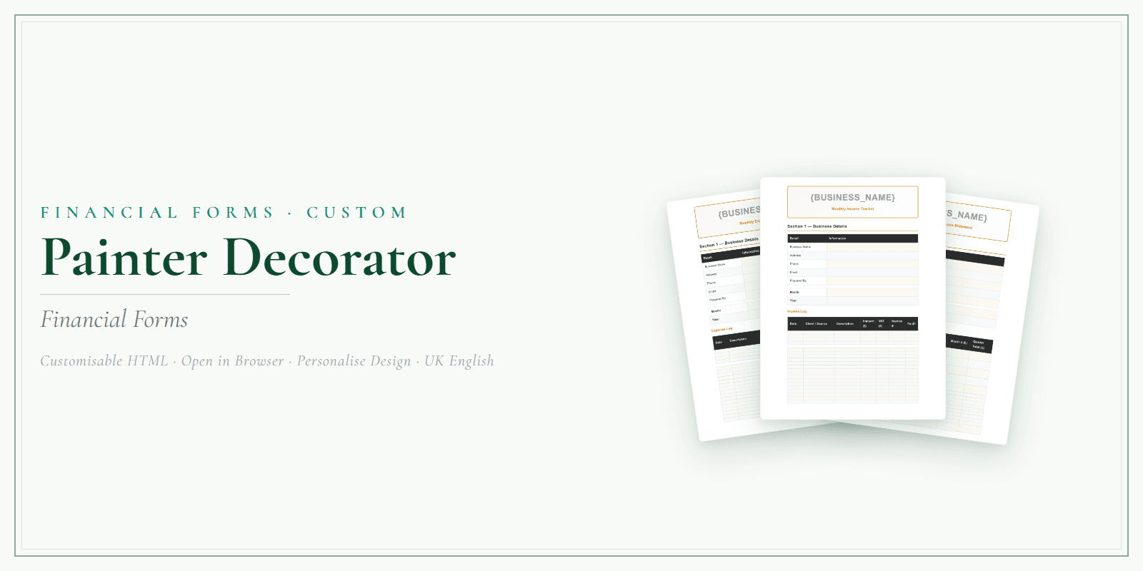 Financial Forms Bundle — Customisable