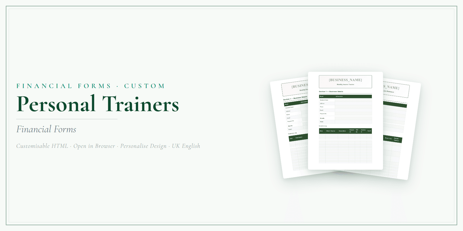 Financial Forms Bundle — Customisable