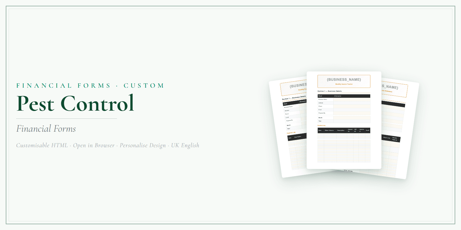 Financial Forms Bundle — Customisable