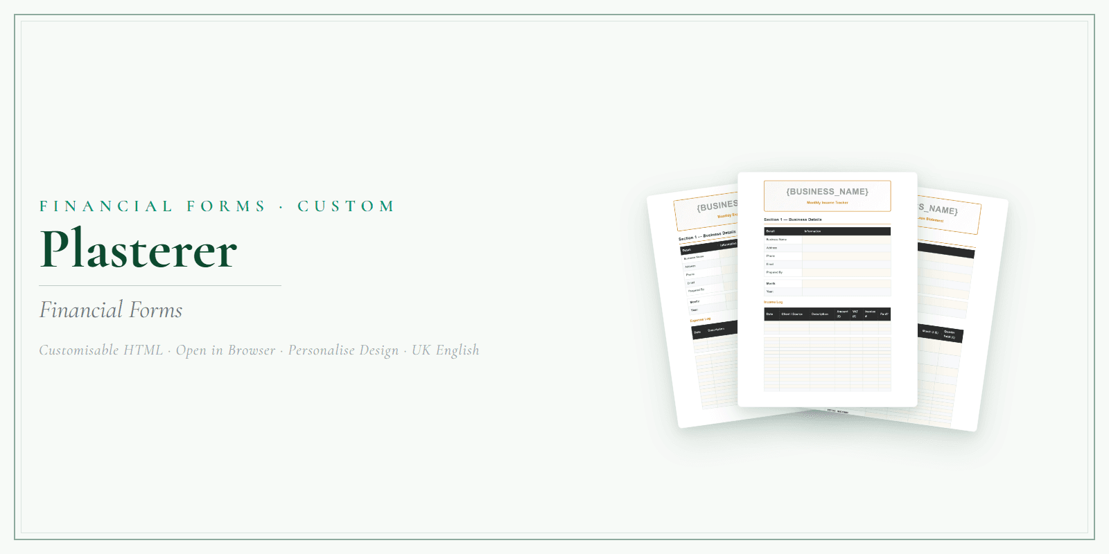 Financial Forms Bundle — Customisable