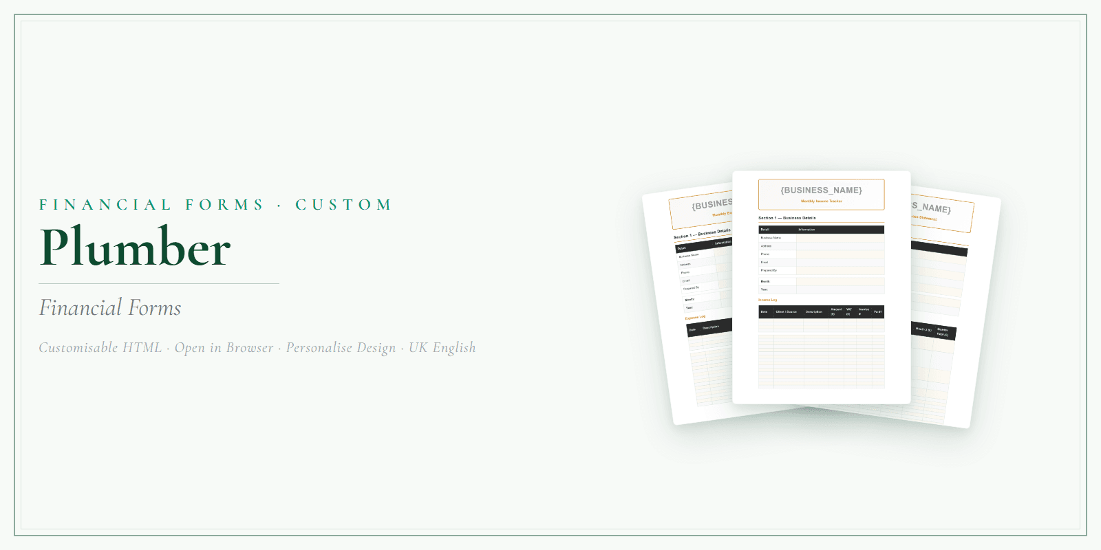 Financial Forms Bundle — Customisable