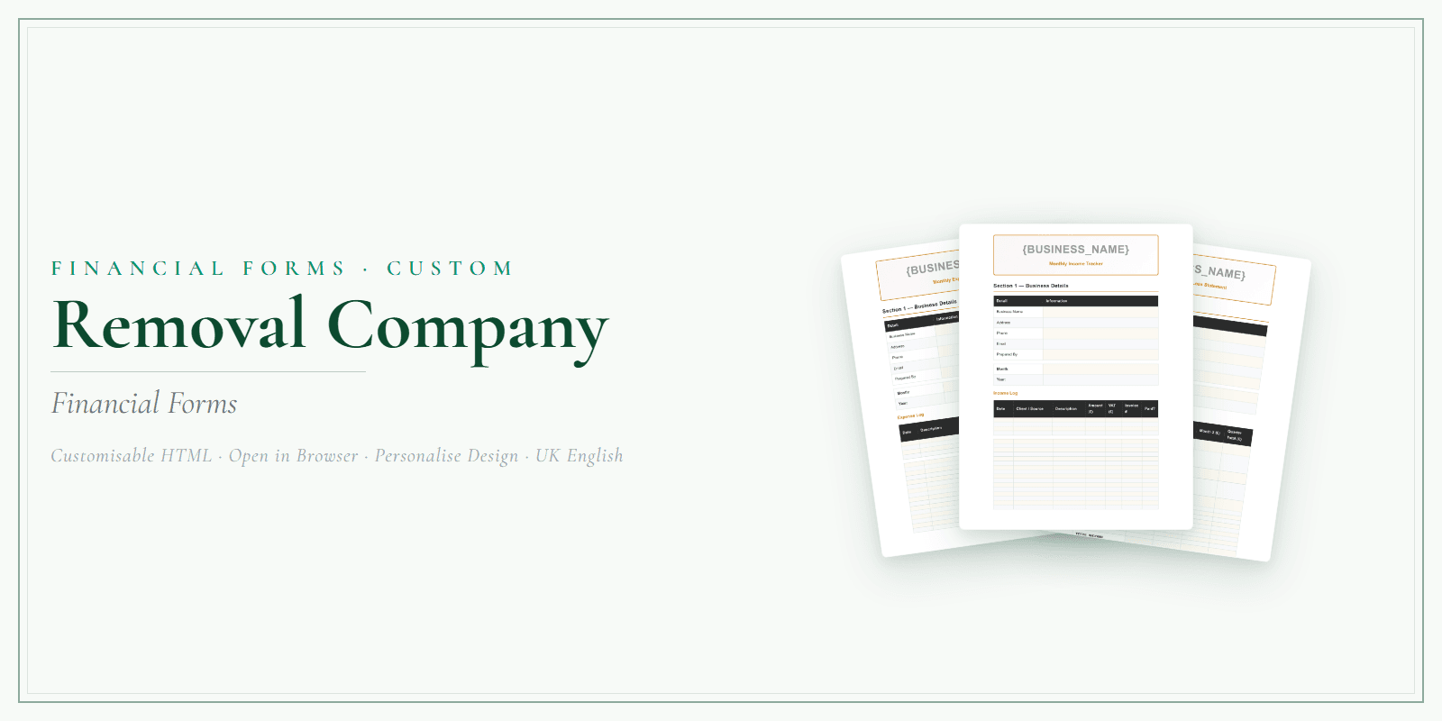 Financial Forms Bundle — Customisable