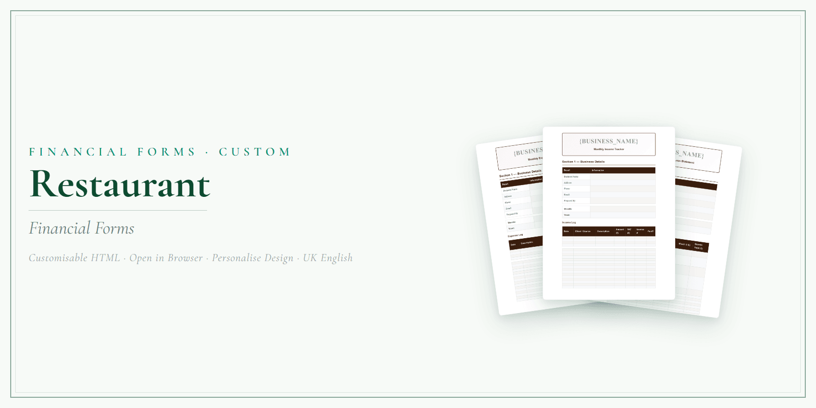 Financial Forms Bundle — Customisable