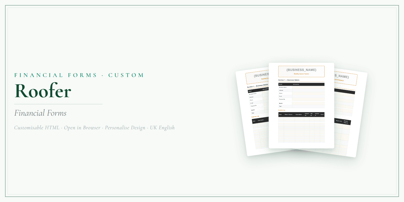 Financial Forms Bundle — Customisable