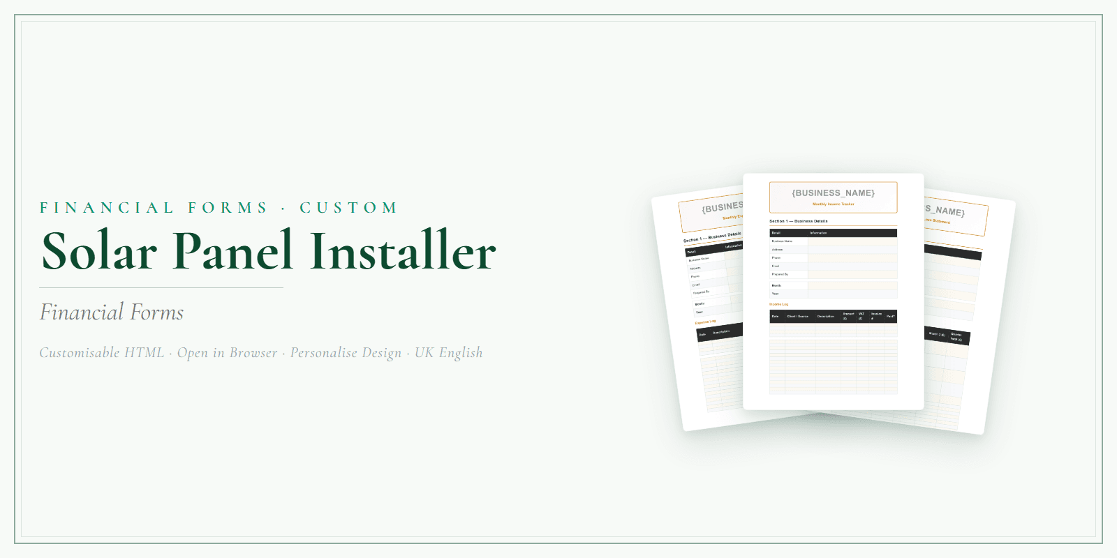 Financial Forms Bundle — Customisable
