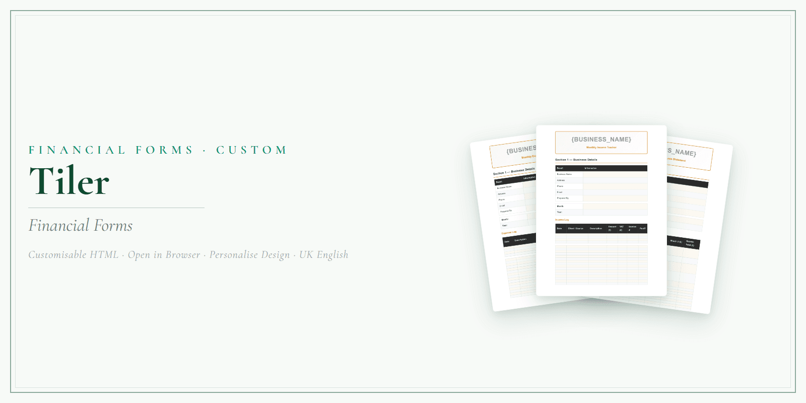 Financial Forms Bundle — Customisable