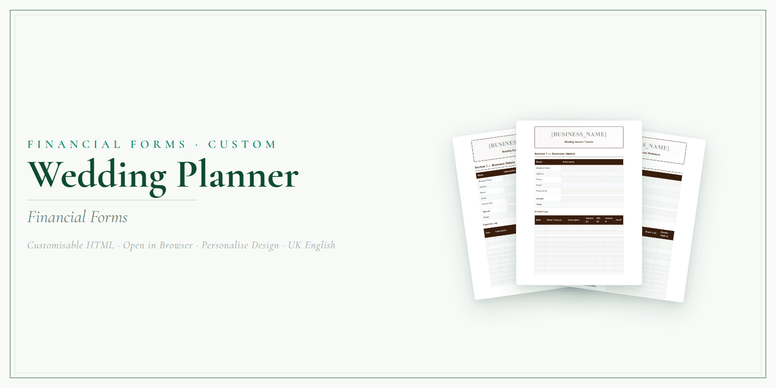 Financial Forms Bundle — Customisable