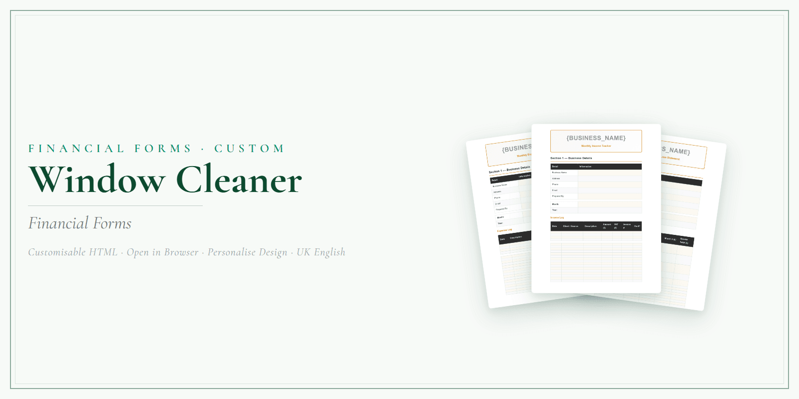 Financial Forms Bundle — Customisable